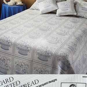 REVERT Jacquard Quilted Bedspread Size Twin Blue white
